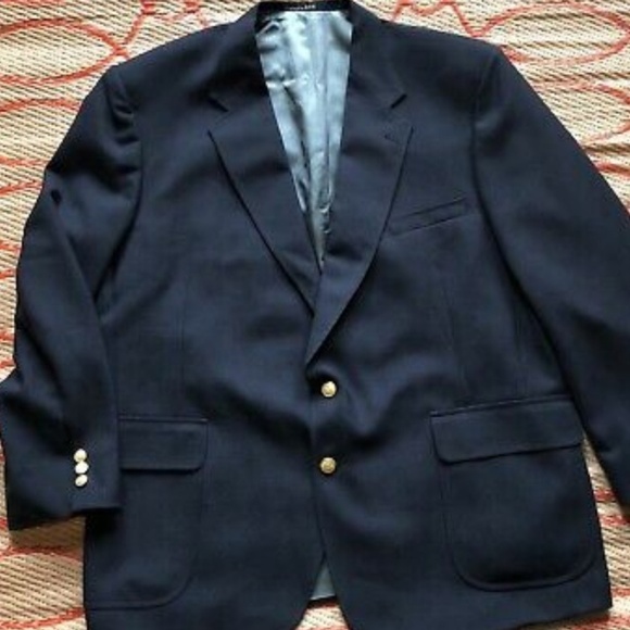 50 R Stafford Solid Navy Blue 2 Btn Mens Jacket Sp